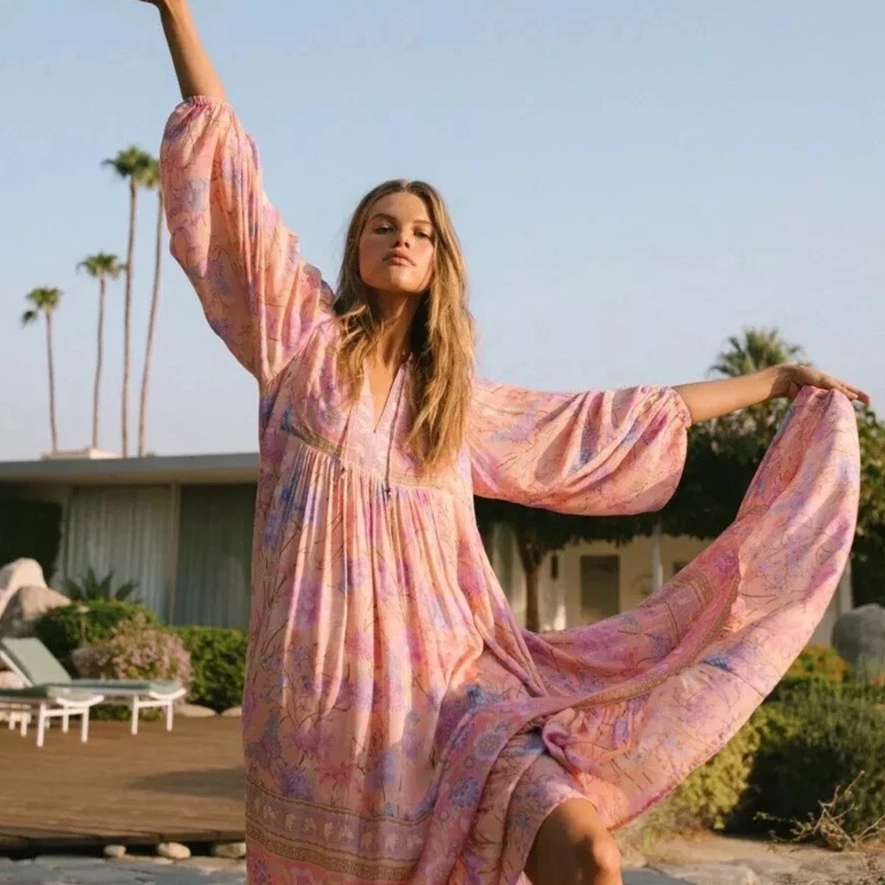 Spell & The Gypsy Dress Butterfly Floral Boho Maxi Pink Cottagecore Summer